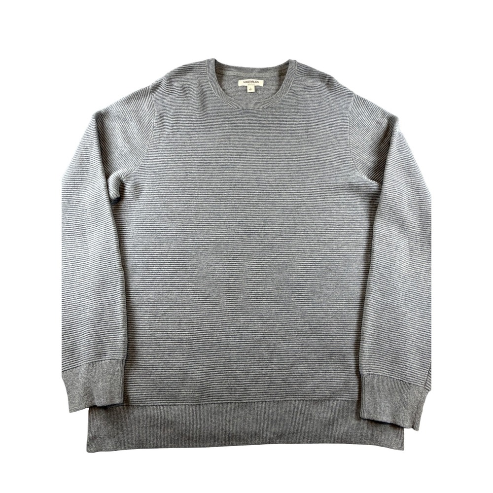 Goodthreads Mens Gray Ribbed Crewneck Sweater 100% Cotton XL Pullover Gray